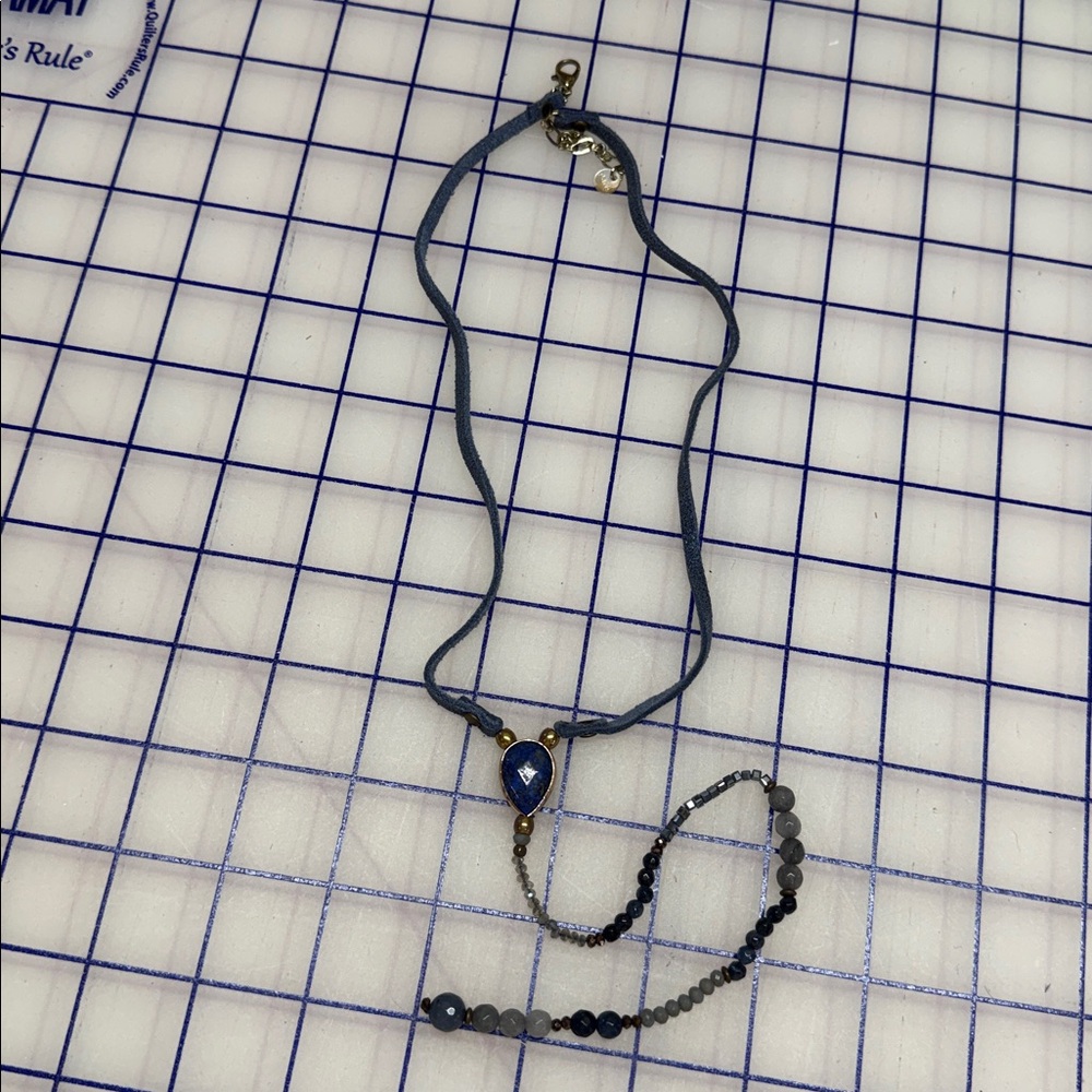 Long RS Paris necklace drop stone leather